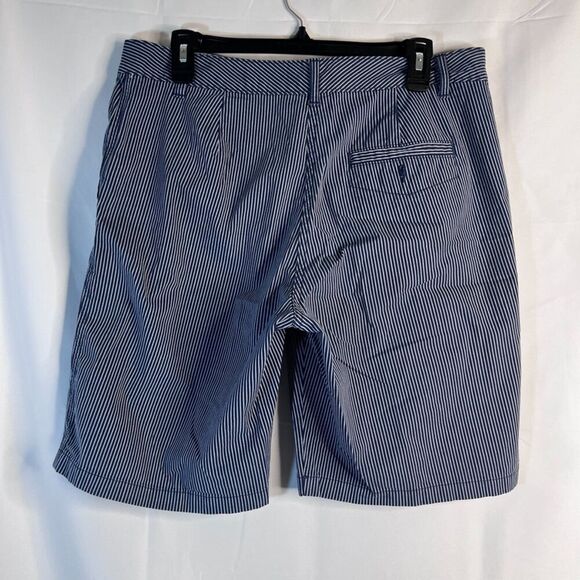 M&S Collection Navy White Striped Bermuda Cotton Casual Shorts Size 14 - Picture 2 of 10